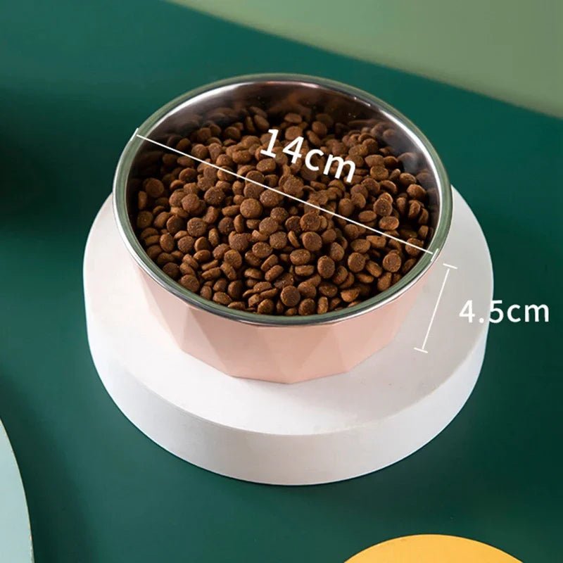Bol en acier inoxydable surélevé pour animaux de compagnie, mangeoire pour chiot, bol à boire, plat d'alimentation en eau pour chat, fournitures pour animaux de compagnie - Our family dog