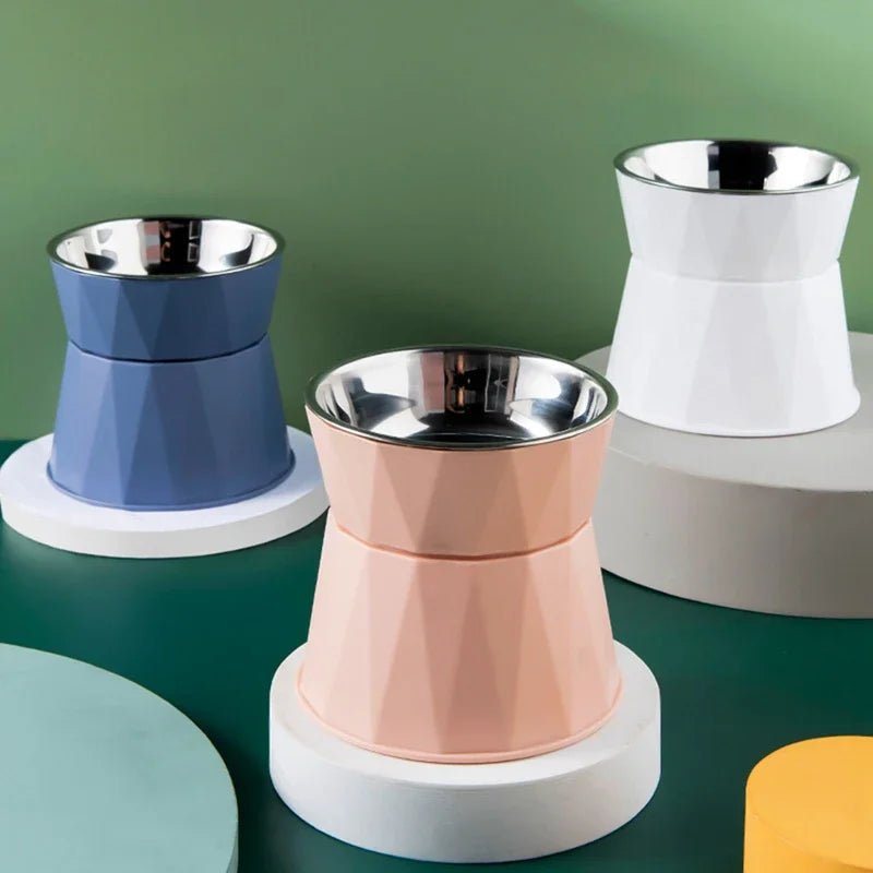 Bol en acier inoxydable surélevé pour animaux de compagnie, mangeoire pour chiot, bol à boire, plat d'alimentation en eau pour chat, fournitures pour animaux de compagnie - Our family dog