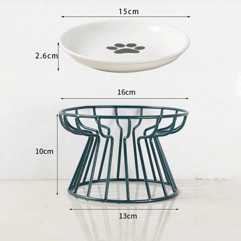 Bol de nourriture surélevé en céramique et support fer forgé pour animaux de compagnie, pour chats et chiens, fournitures d'alimentation ,accessoires pour animaux de compagnie, support plat pour chien et chat - Our family dog
