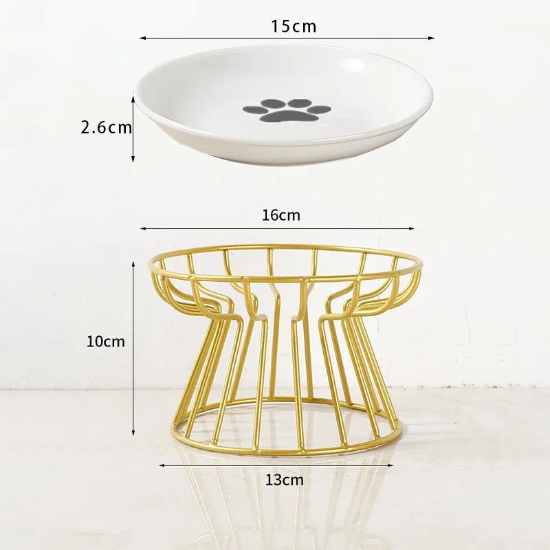 Bol de nourriture surélevé en céramique et support fer forgé pour animaux de compagnie, pour chats et chiens, fournitures d'alimentation ,accessoires pour animaux de compagnie, support plat pour chien et chat - Our family dog