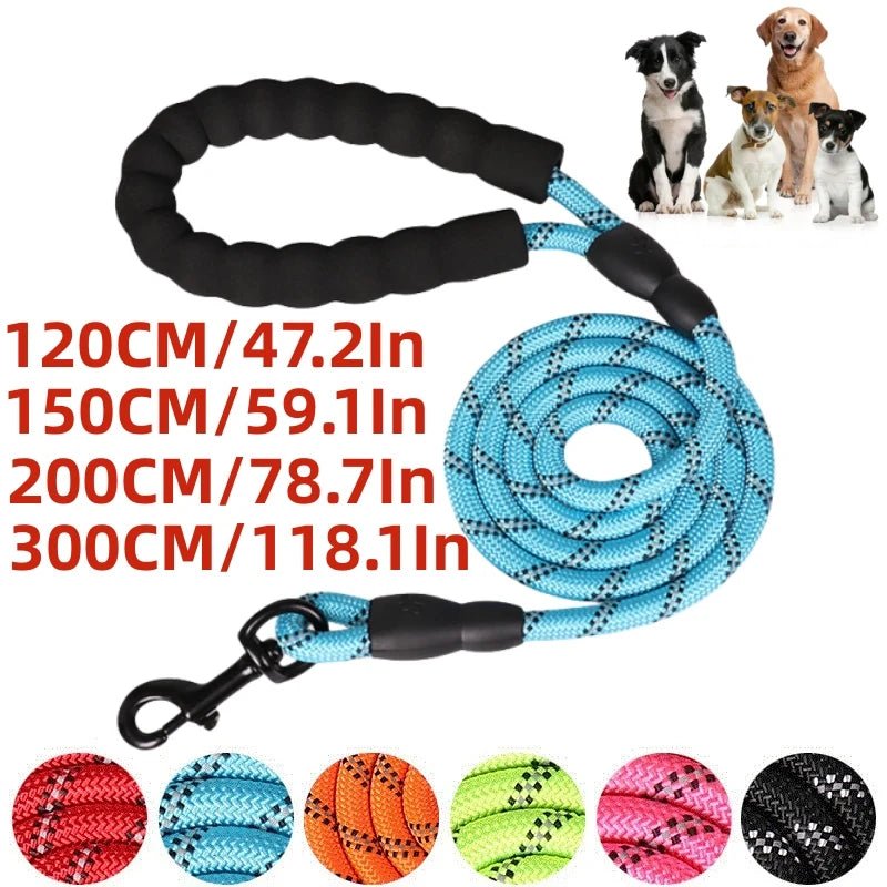 Laisses solides pour chiens, 120/150/200/300CM, poignée souple, laisse renforcée pour petits, moyens et grands chiens, fournitures pour animaux de compagnie grands chiens, laisse éducative - Our family dog